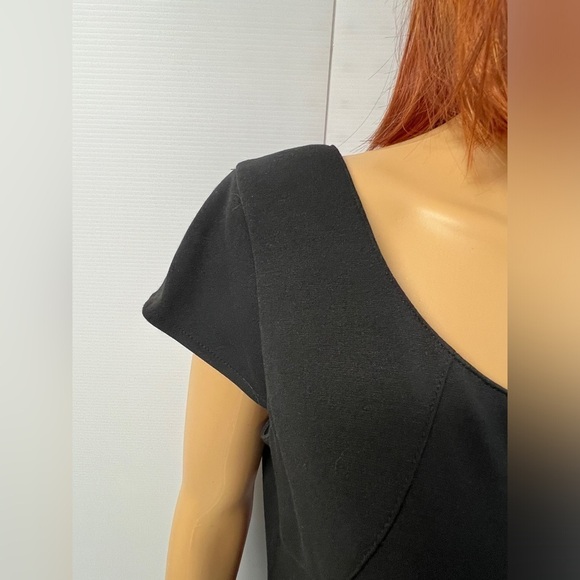 TAHARI ARTHUR S. LEVINE Black slip dress with animal print lining cap sleeve 12 - Picture 13 of 14